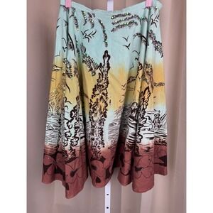 Y2K Mix Nouveau Scenic Narrative Print Sequin Midi Circle Skirt Boho Gallerycore